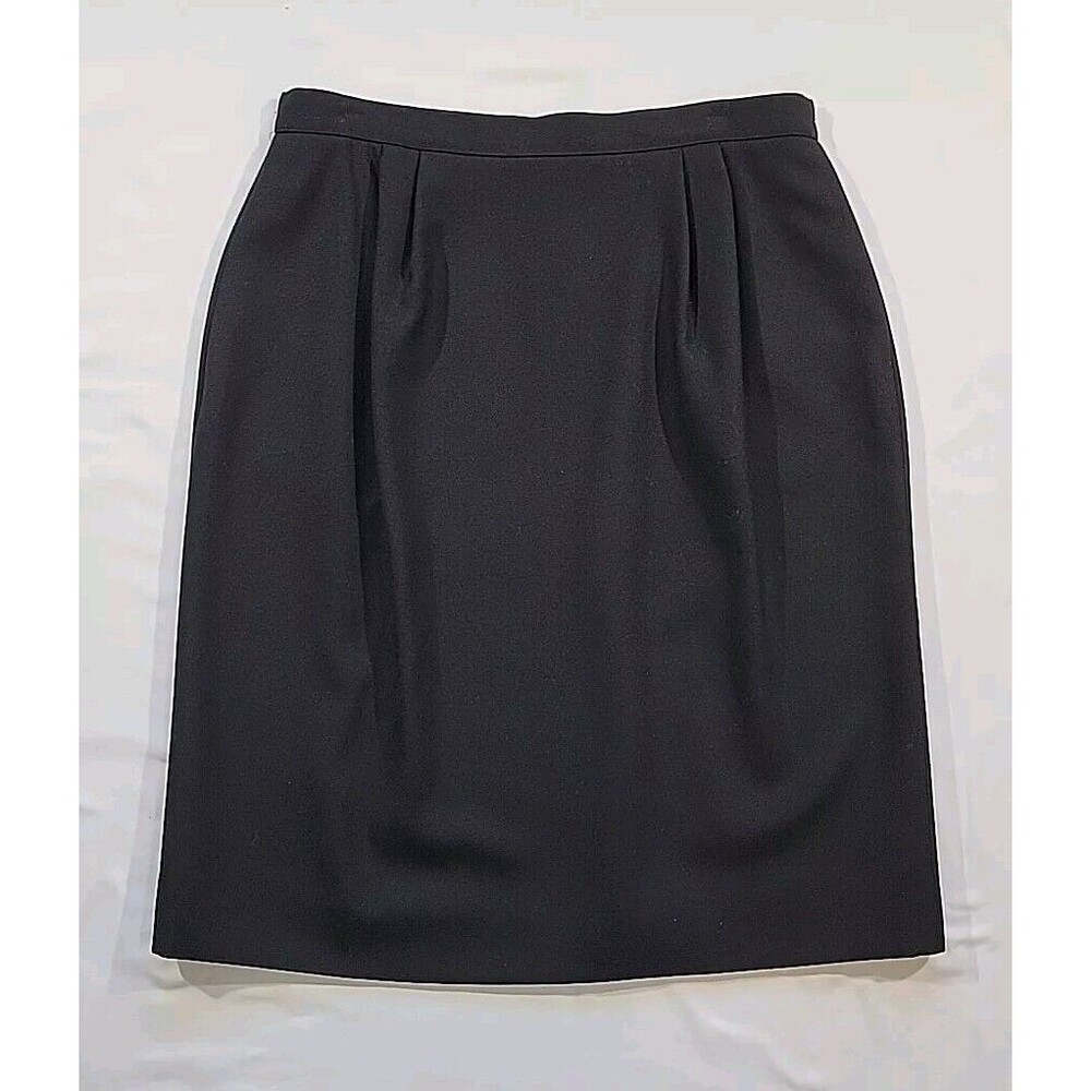 Vintage Talbots 100% Wool Pencil Skirt Black Lined Pockets Size 16 USA Made